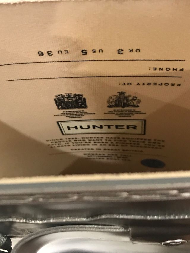 Botas de agua Hunter plateadas talla 36