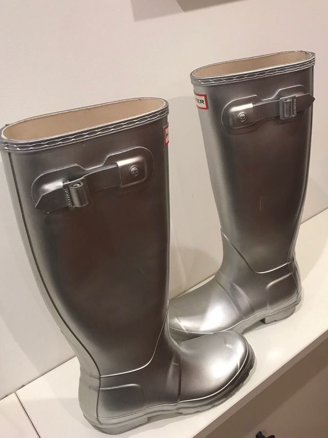 Botas de agua Hunter plateadas talla 36