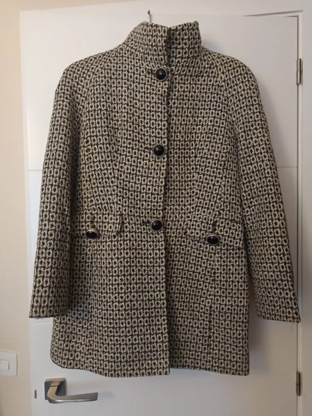 Abrigo Merletti Woman cuadros beige y negro