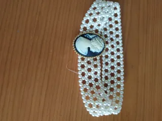 Gargantilla perlas y camafeo estilo vintage