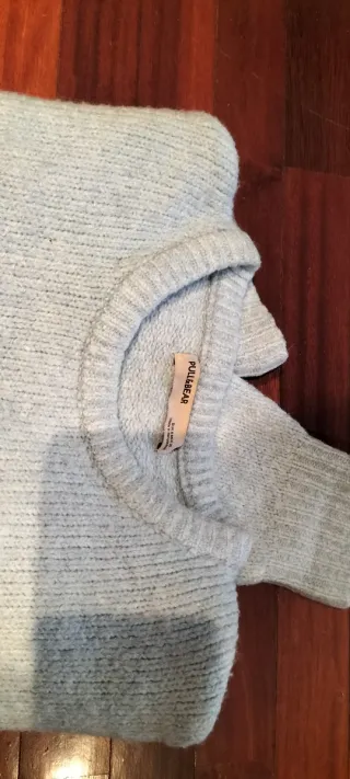 Jersey lana azul claro mujer con greca