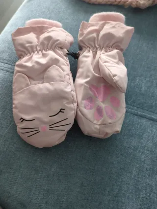 Guantes de gatito para nieve niña