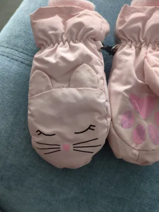 Guantes de gatito para nieve niña