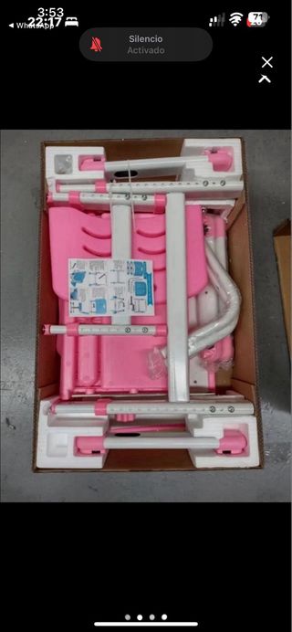 Escritorio y silla infantil rosa ajustable