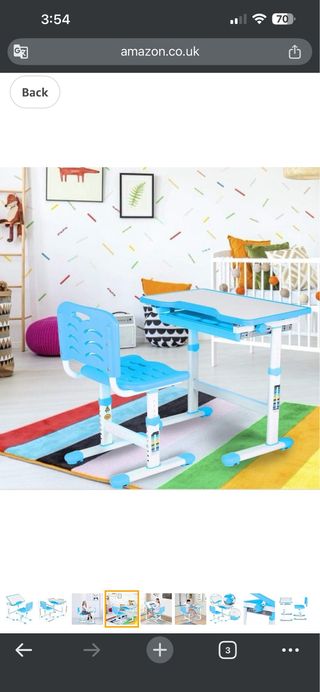 Escritorio y Silla Infantil Ajustable Azul