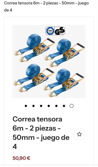 Set de 4 Correas tensoras AREBOS 6m 50mm