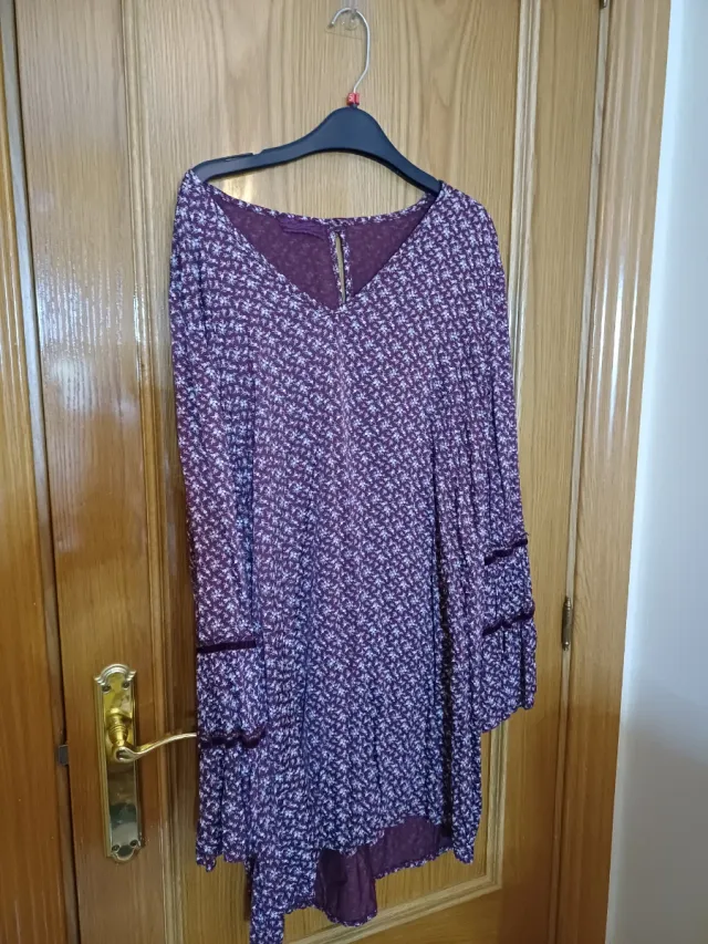 Blusa manga larga granate estampada