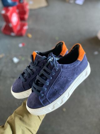 Sneakers uomo Cafènoir camoscio blu/arancio 40