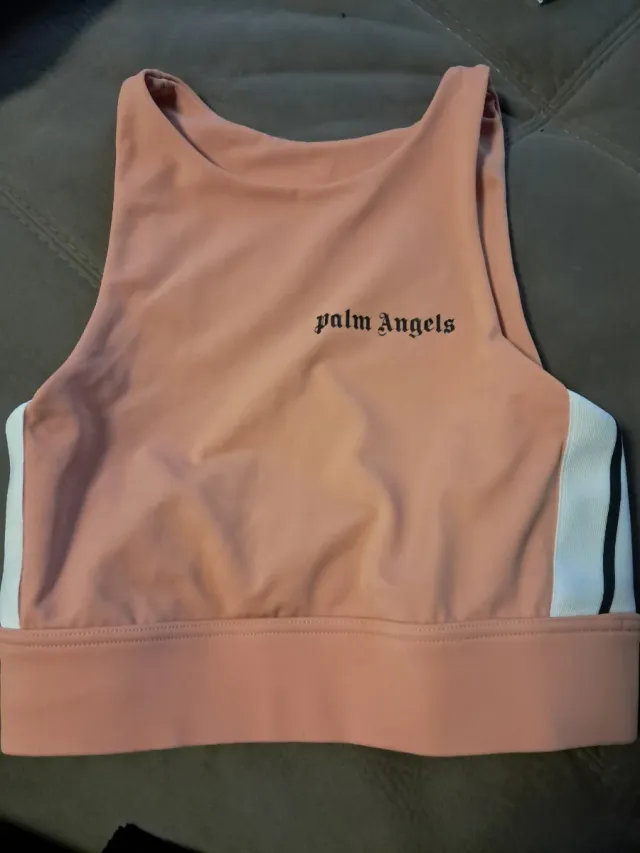 Top sportivo Palm Angels rosa e bianco