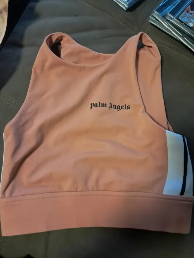 Top sportivo Palm Angels rosa e bianco