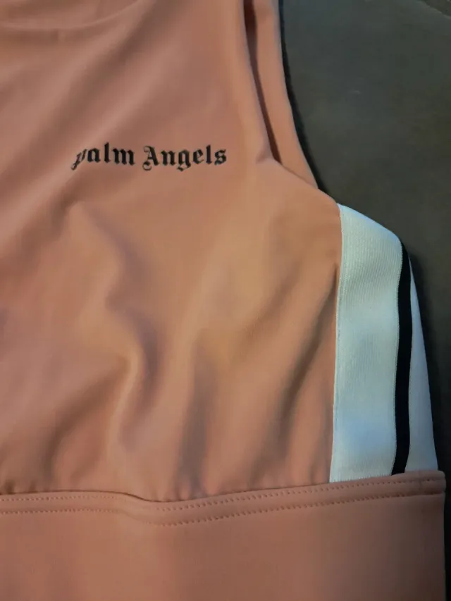 Top sportivo Palm Angels rosa e bianco