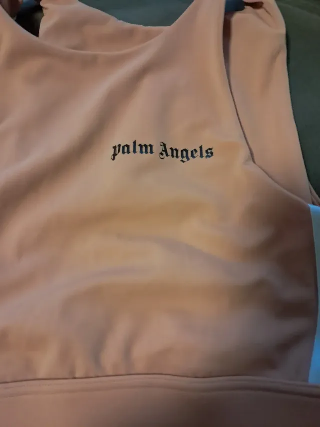 Top sportivo Palm Angels rosa e bianco