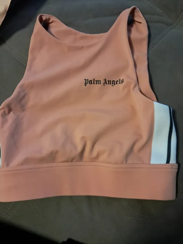 Top sportivo Palm Angels rosa e bianco