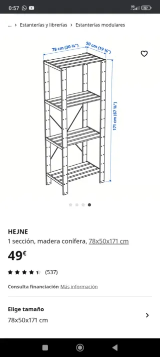 Estantería modular madera Hejne IKEA