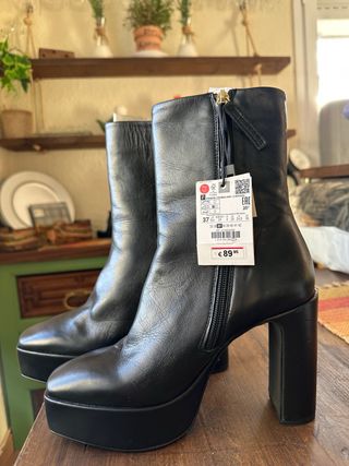 Botín ZARA, nuevos, T37 tacón 11cm plataforma 4cm