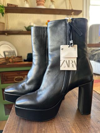 Botín ZARA, nuevos, T37 tacón 11cm plataforma 4cm