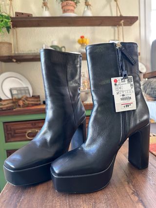 Botín ZARA, nuevos, T37 tacón 11cm plataforma 4cm