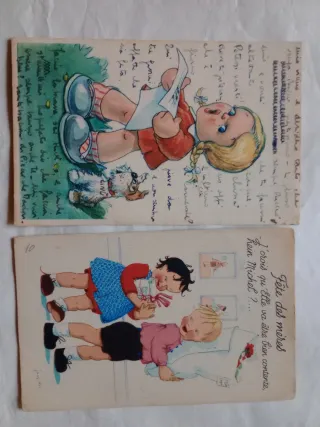 Lotto 6 cartoline vintage illustrate