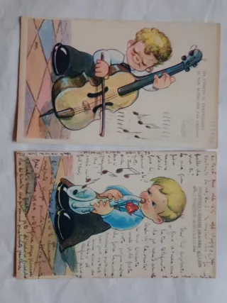 Lotto 6 cartoline vintage illustrate