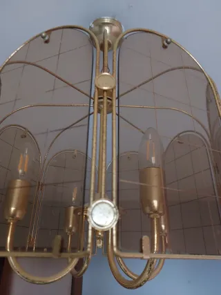 Lampadario vintage ottone e vetro