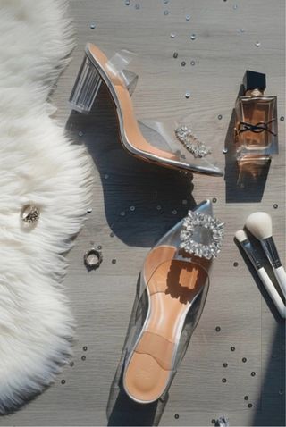 Tacones Joya Transparentes Plata