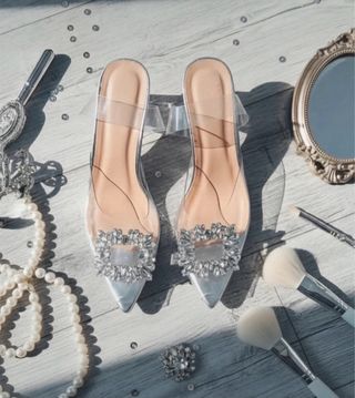 Tacones Joya Transparentes Plata