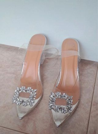 Tacones Joya Transparentes Plata