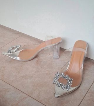 Tacones Joya Transparentes Plata