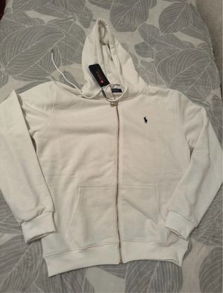 Sudadera Polo Ralph Lauren blanca cremallera