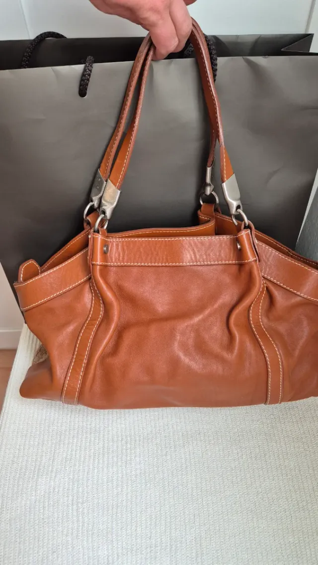 Bolso Hogan Piel Beige y Marrón