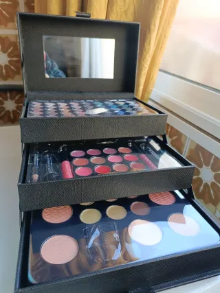 Maletín de Maquillaje Negro y Rosa