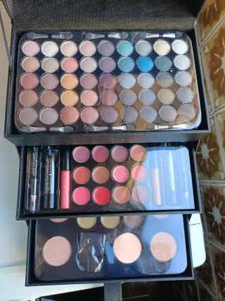 Maletín de Maquillaje Negro y Rosa