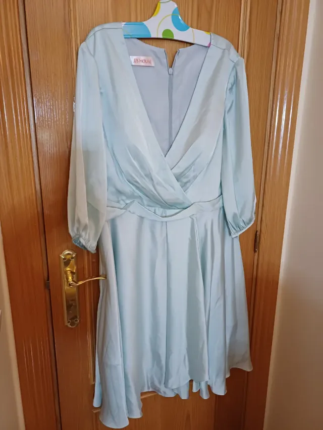 Vestido azul raso ocasión especial tallas grandes