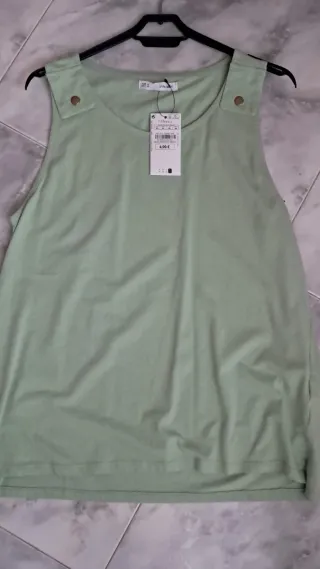 Camiseta tirantes anchos verde M