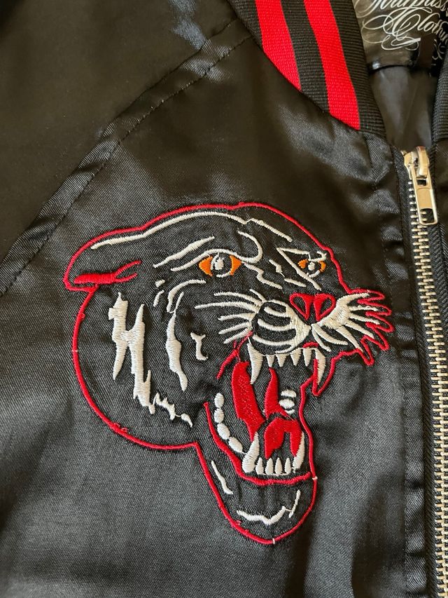 Cazadora retro mujer M pantera bordada