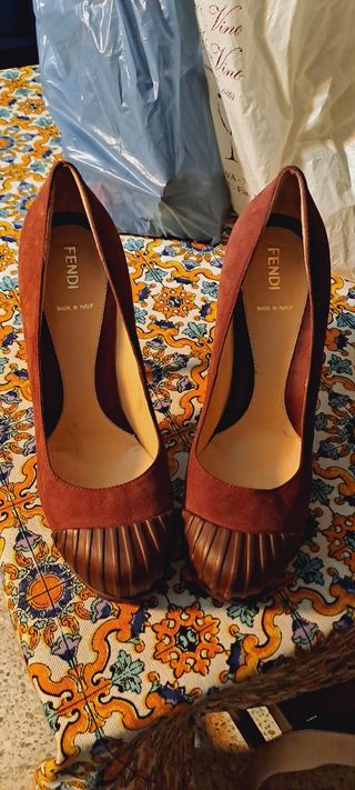 Scarpe Fendi tacco alto rosse/marrone