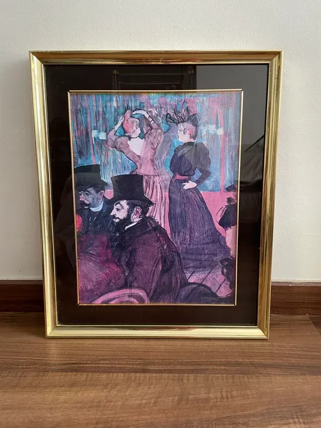 Quadro con cornice in metallo dorato