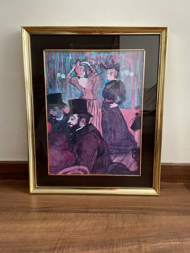 Quadro con cornice in metallo dorato