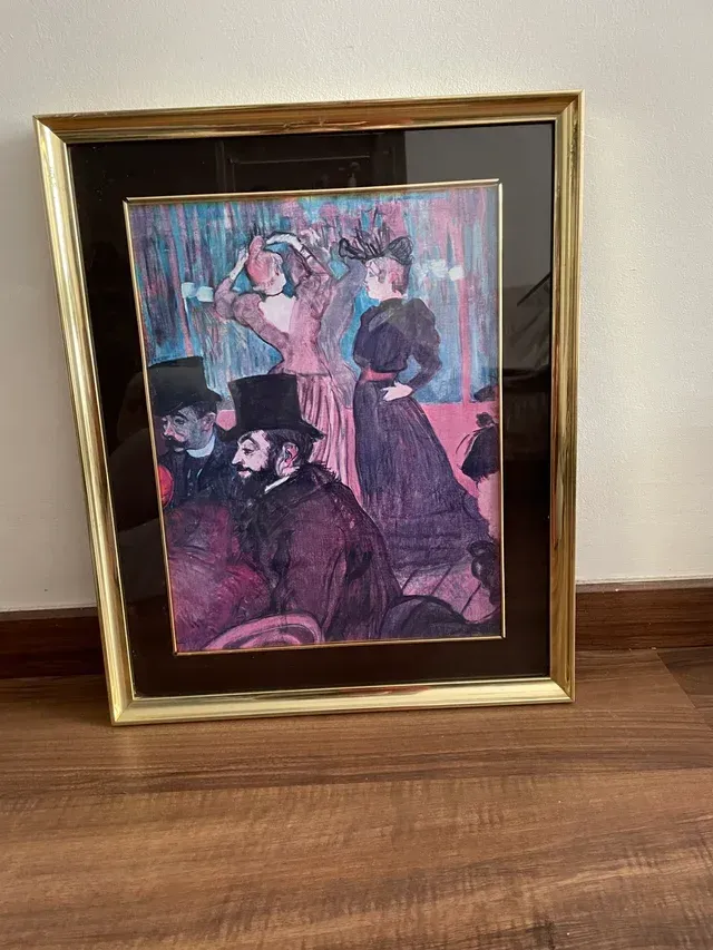 Quadro con cornice in metallo dorato