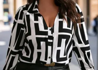 Blusa estampada blanco y negro