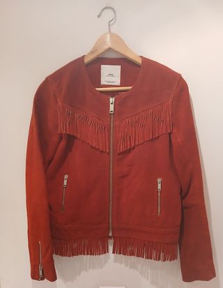 Cazadora roja ante flecos  Mango