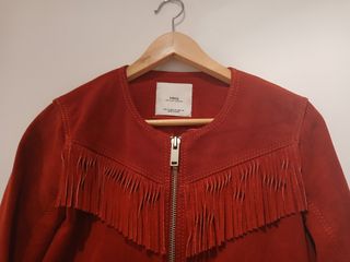Cazadora roja ante flecos  Mango