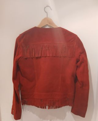 Cazadora roja ante flecos  Mango