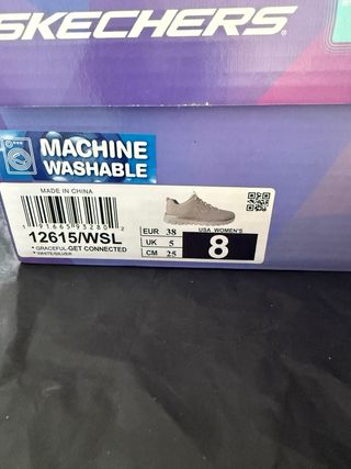 Zapatillas Skechers Mujer Blancas y Plateadas