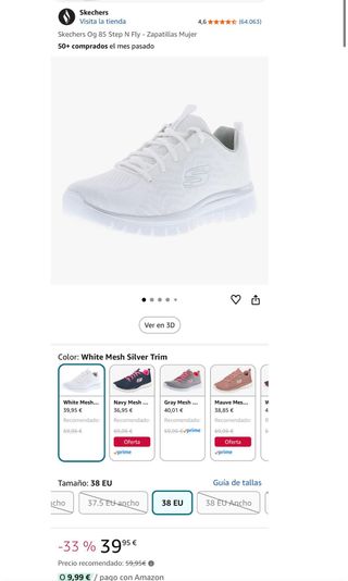 Zapatillas Skechers Mujer Blancas y Plateadas