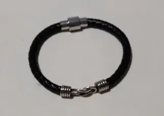 Pulsera Cuero Trenzado Hombre Cierre Magnético.