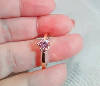 Anillo chapado oro 18k con circonita rosa-Talla 19