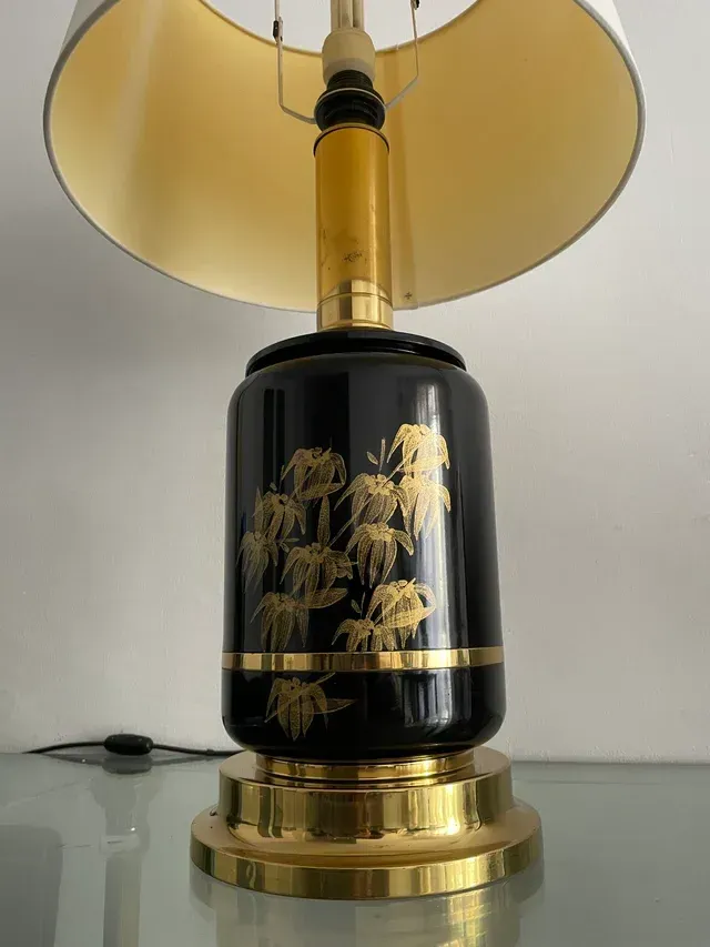 Lampada da tavolo vintage CLAR nera e dorata