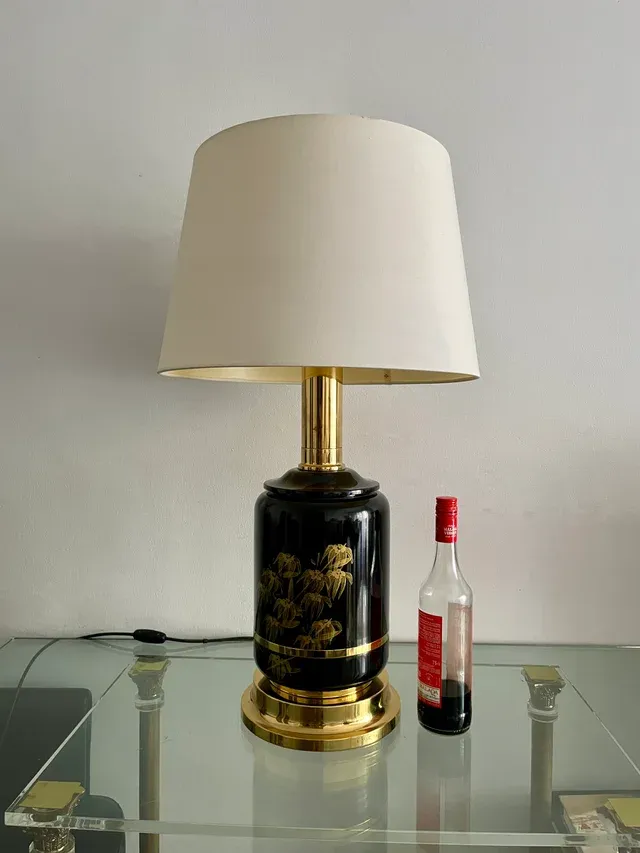 Lampada da tavolo vintage CLAR nera e dorata