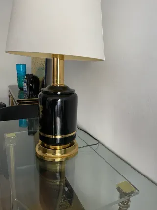 Lámpara de mesa CLAR vintage negra y dorada